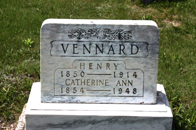 Photo of headstones/Catherine Ann Vennard 1854-1948 hdstn Bethune cem, Regina SK